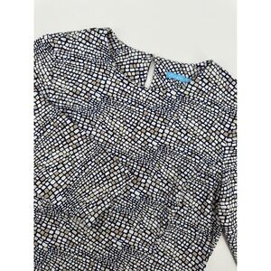 J McLaughlin Dress Womens Blue Beige Geometric Catalina Cloth‎ Resort Preppy